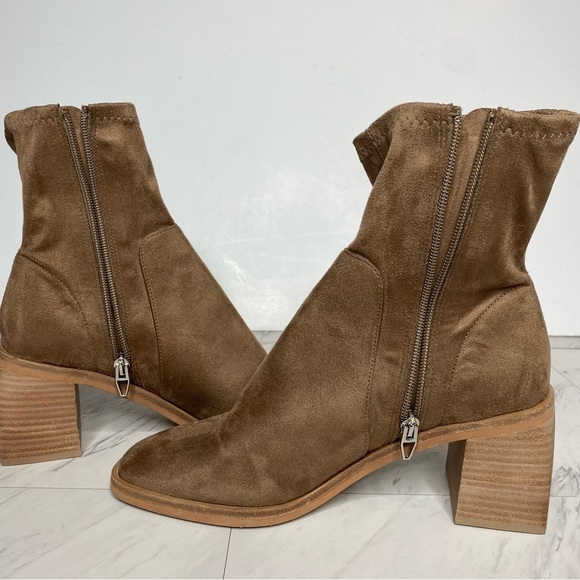 Dolce Vita Indiga Faux Suede Brown Heeled Bootie 9 - Picture 6 of 13